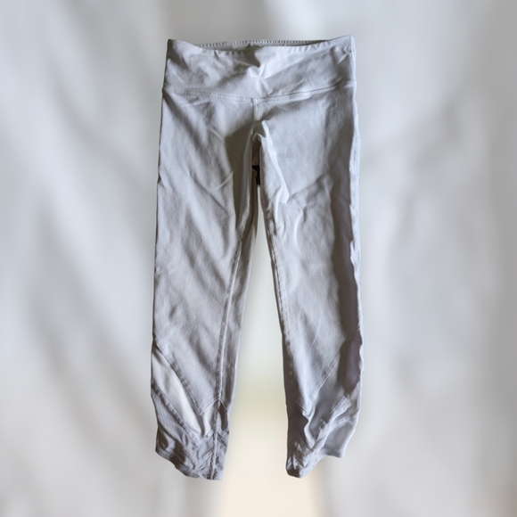 Alo White Cropped Mesh Leggings 21" - Picture 1 of 3